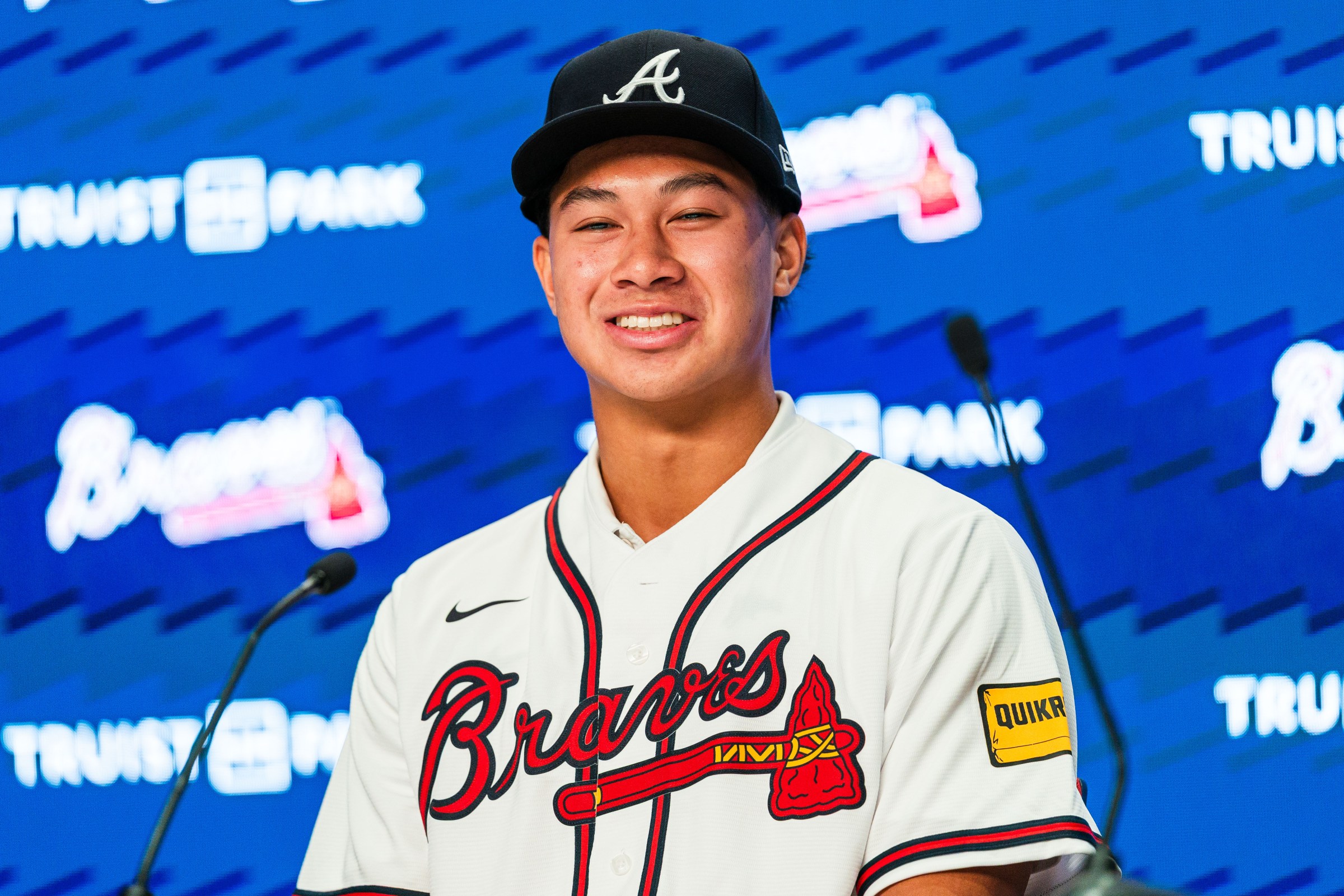 ATLANTA, GA - JULY 19: Tate Southisene speaks during a press conference at Truist Park on July 19, 2025 in Atlanta, Georgia. (Photo by Matthew Grimes Jr./Atlanta Braves/Getty Images)