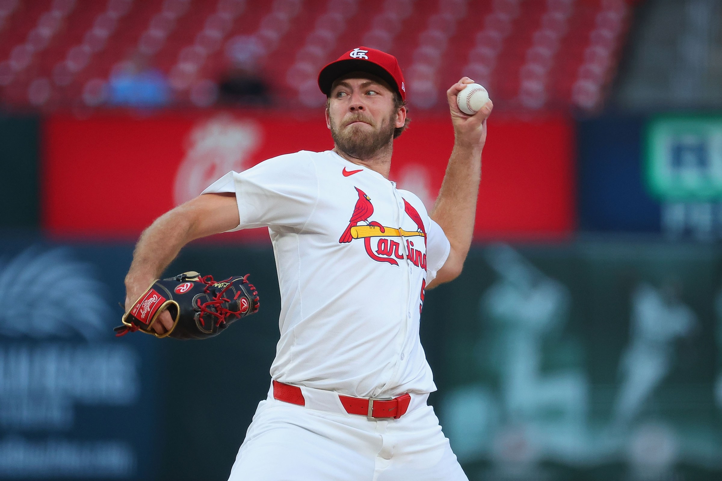 ST LOUIS, MISSOURI - SEPTEMBER 3: Matthew Liberatore #52 of the St. Louis Cardinals delivers a pitch against the Athletics in the first inning at Busch Stadium on September 3, 2025 in St Louis, Missouri. (Photo by Dilip Vishwanat/Getty Images)