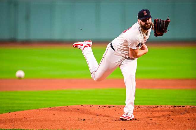BOSTON, MASSACHUSETTS - SEPTEMBER 17: Starting pitcher Lucas Giolito #54 of the Boston Red Sox throws in the first inning against the Athletics at Fenway Park on September 17, 2025 in Boston, Massachusetts. (Photo by Jaiden Tripi/Getty Images)