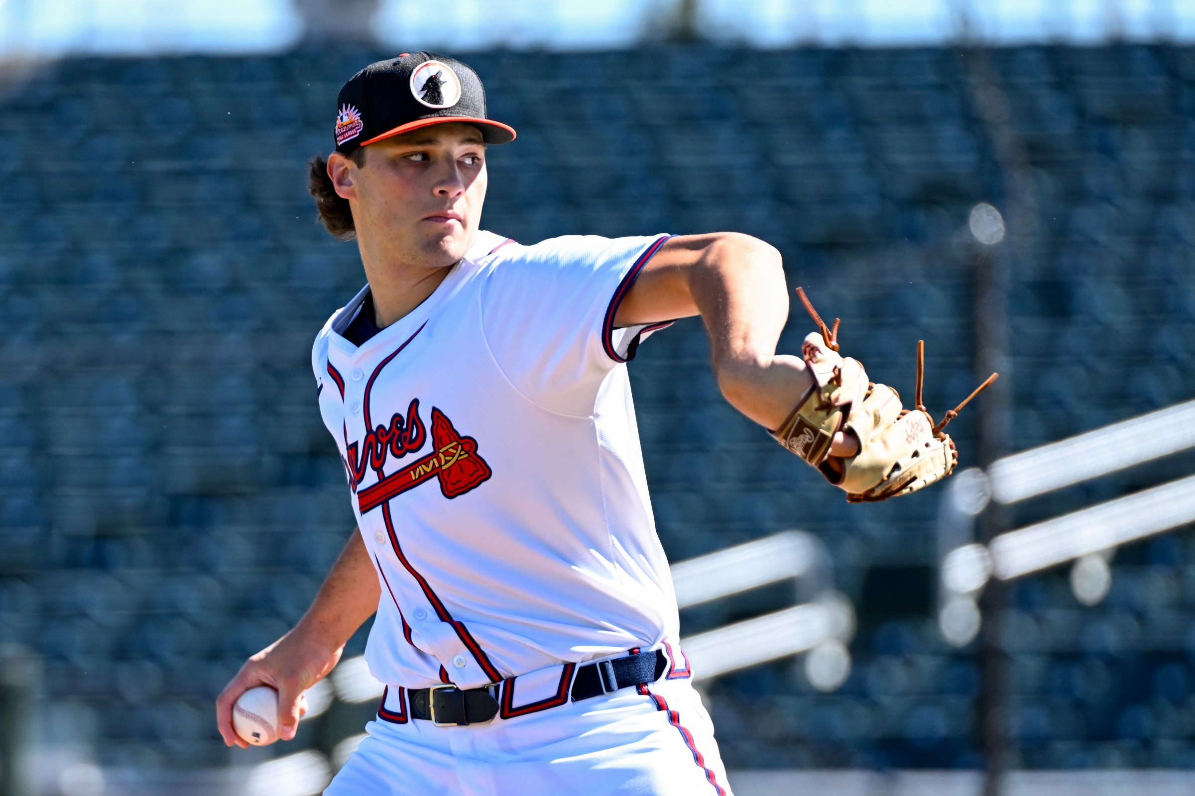 MESA, AZ - OCTOBER 18: Luke Sinnard #97 of the Glendale Desert Dogs pitches during the game between the Glendale Desert Dogs and the Mesa Solar Sox at Sloan Park on Saturday, October 18, 2025 in Mesa, Arizona. (Photo by Norm Hall/MLB Photos via Getty Images)