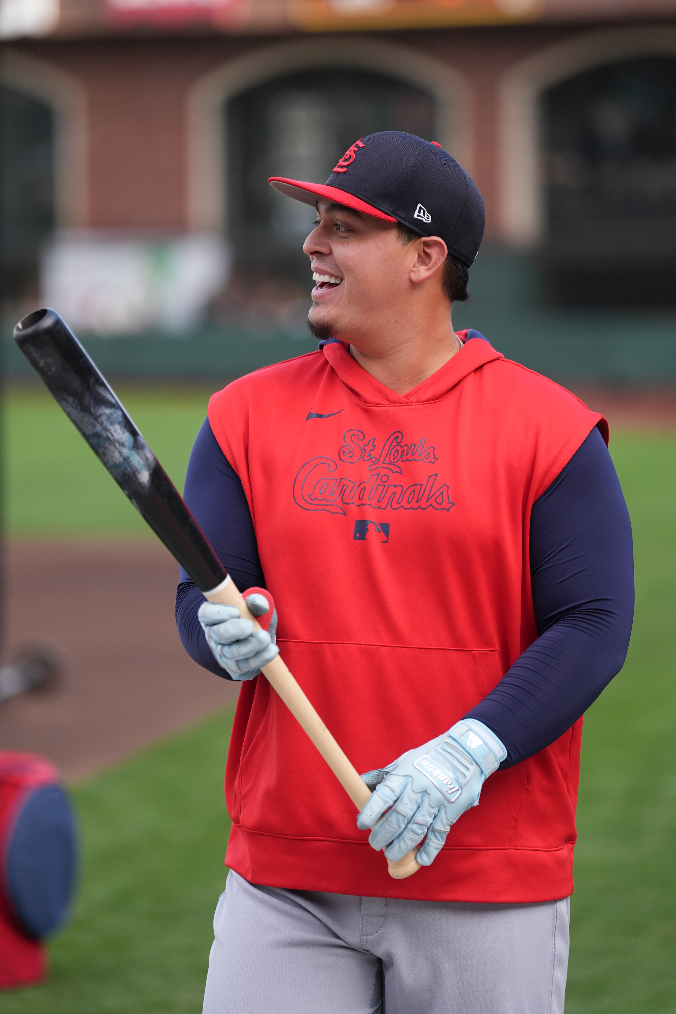 SAN FRANCISCO, CA - SEPTEMBER 24: Yohel Pozo #63 of the St. Louis Cardinals takes batting practice prior to the game between the St. Louis Cardinals and the San Francisco Giants at Oracle Park on Wednesday, September 24, 2025 in San Francisco, California. (Photo by Kavin Mistry/MLB Photos via Getty Images)