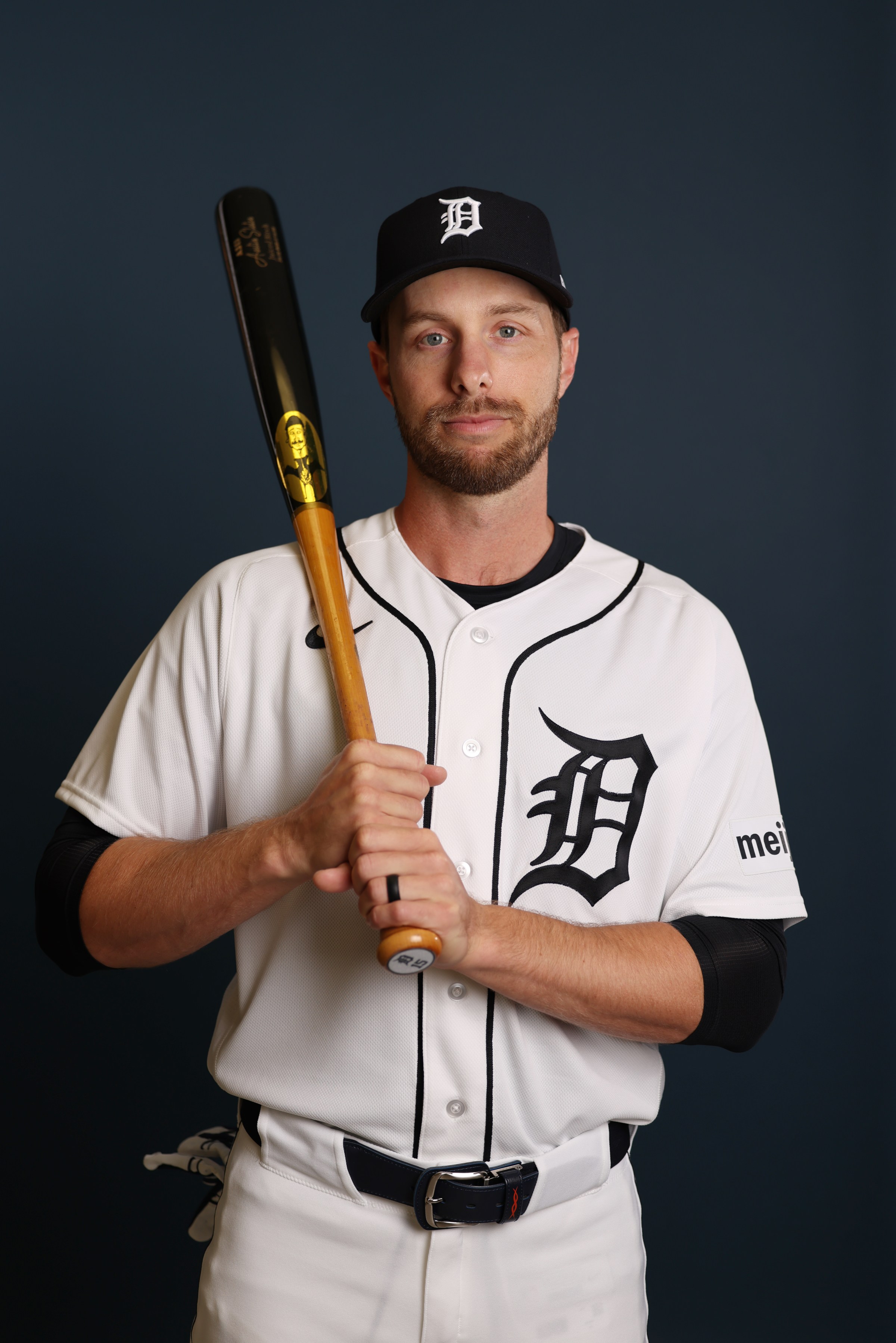 LAKELAND, FLORIDA - FEBRUARY 17: Austin Slater #15 of the Detroit Tigers poses for a photo during the Detroit Tigers Photo Day at Publix Field at Joker Marchant Stadium on February 17, 2026 in Lakeland, Florida. (Photo by Geoff Stellfox/Getty Images)
