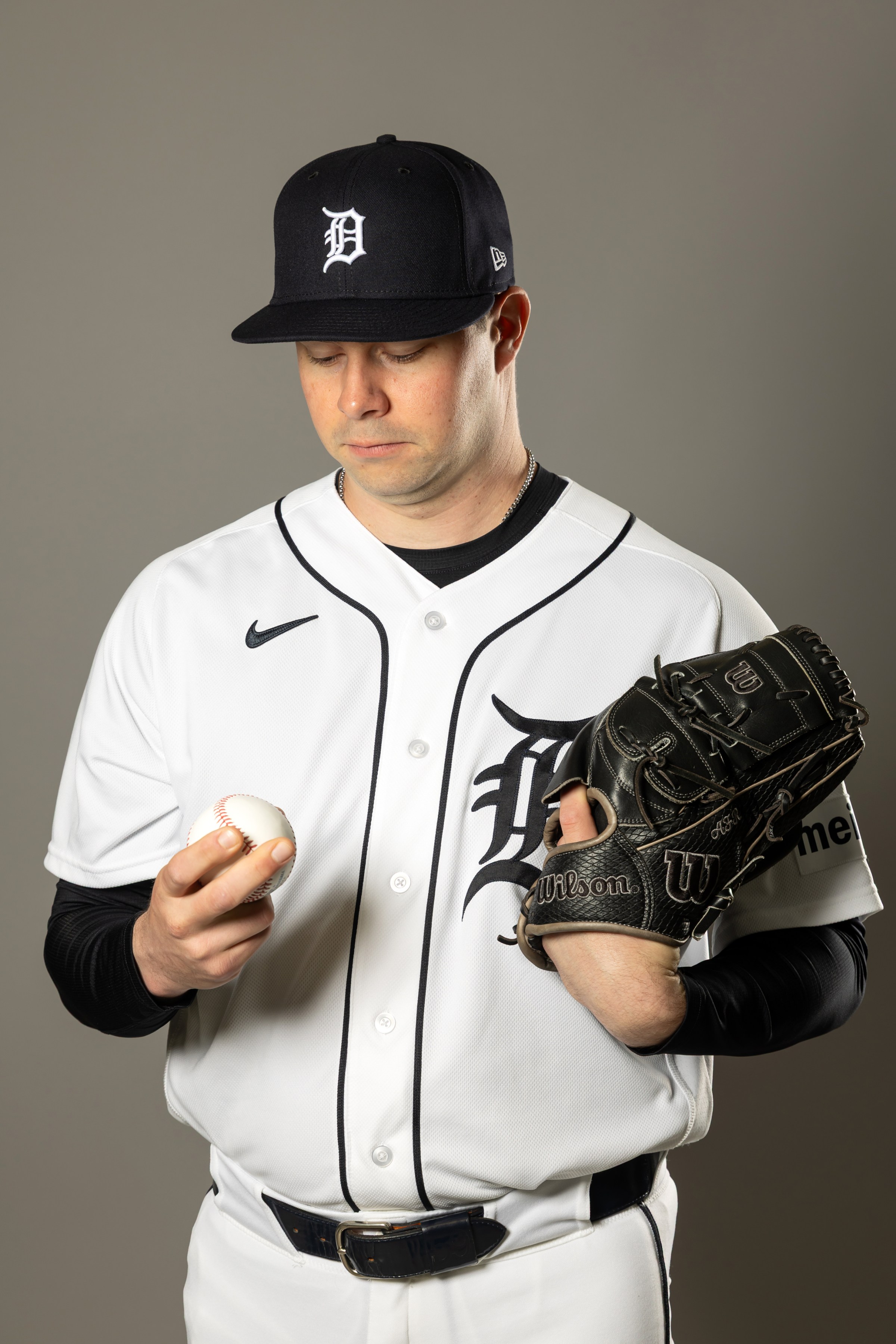 LAKELAND, FL - FEBRUARY 17: Scott Effross #68 of the Detroit Tigers poses for a photo during the Detroit Tigers photo day at Publix Field at Joker Marchant Stadium on Tuesday, February 17, 2026 in Lakeland, Florida. (Photo by Mike Carlson/MLB Photos via Getty Images)