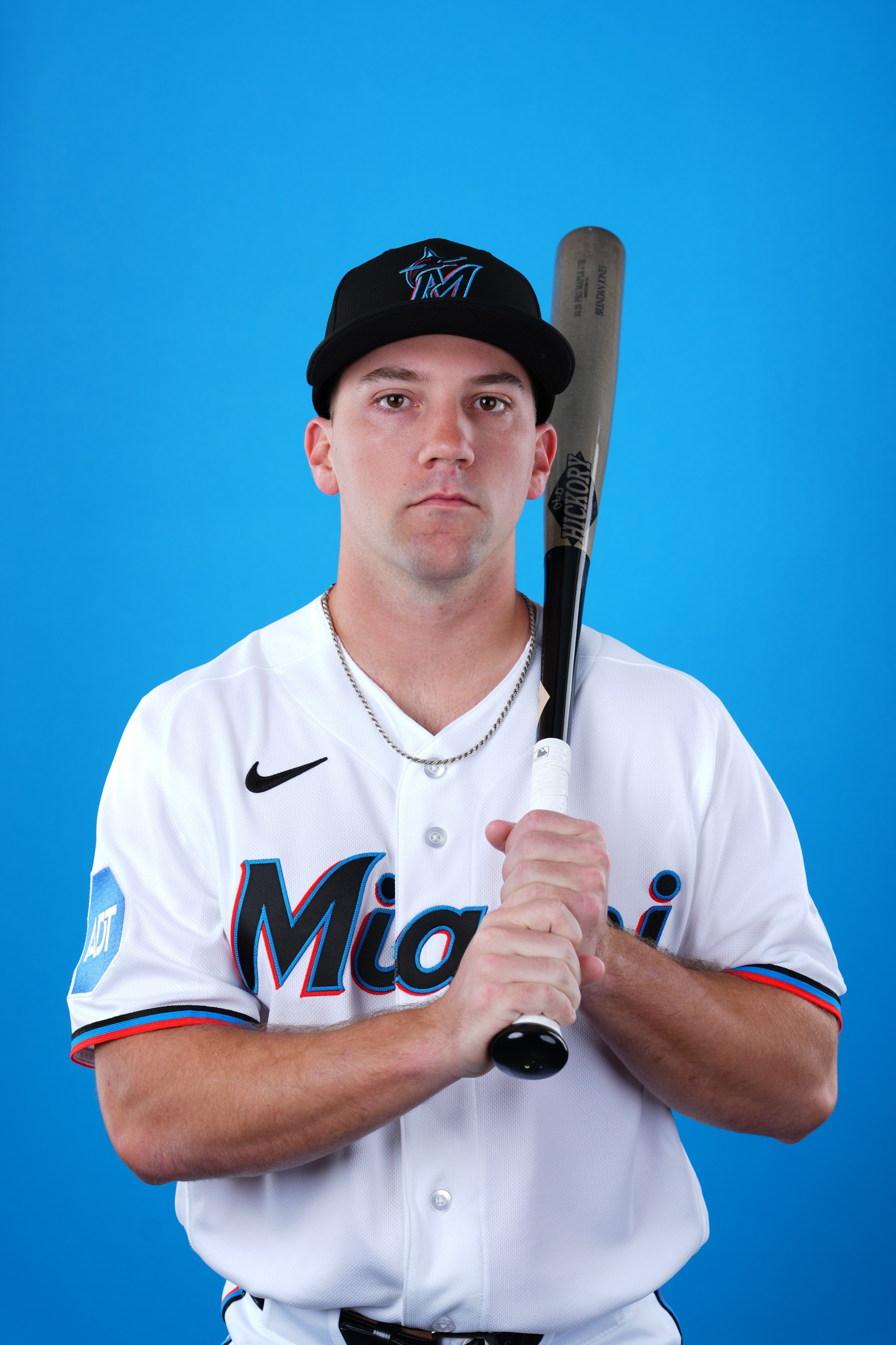 JUPITER, FLORIDA - FEBRUARY 18: Brendan Jones #89 of the Miami Marlins poses for a photo during the Miami Marlins Photo Day at Roger Dean Stadium on February 18, 2026 in Jupiter, Florida. (Photo by Rich Storry/Getty Images)