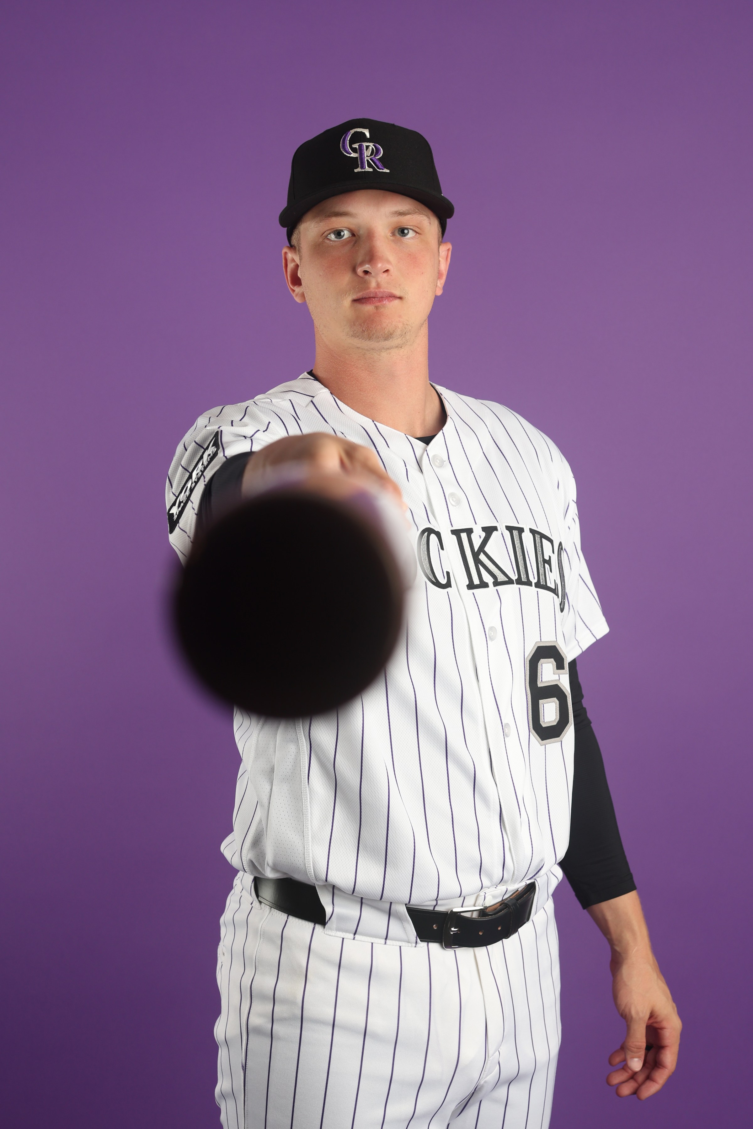 SCOTTSDALE, ARIZONA - FEBRUARY 18: T.J. Rumfield #64 of the Colorado Rockies poses for a portrait during photo day at Salt River Fields at Talking Stick on February 18, 2026 in Scottsdale, Arizona. (Photo by Jeremy Chen/Getty Images)