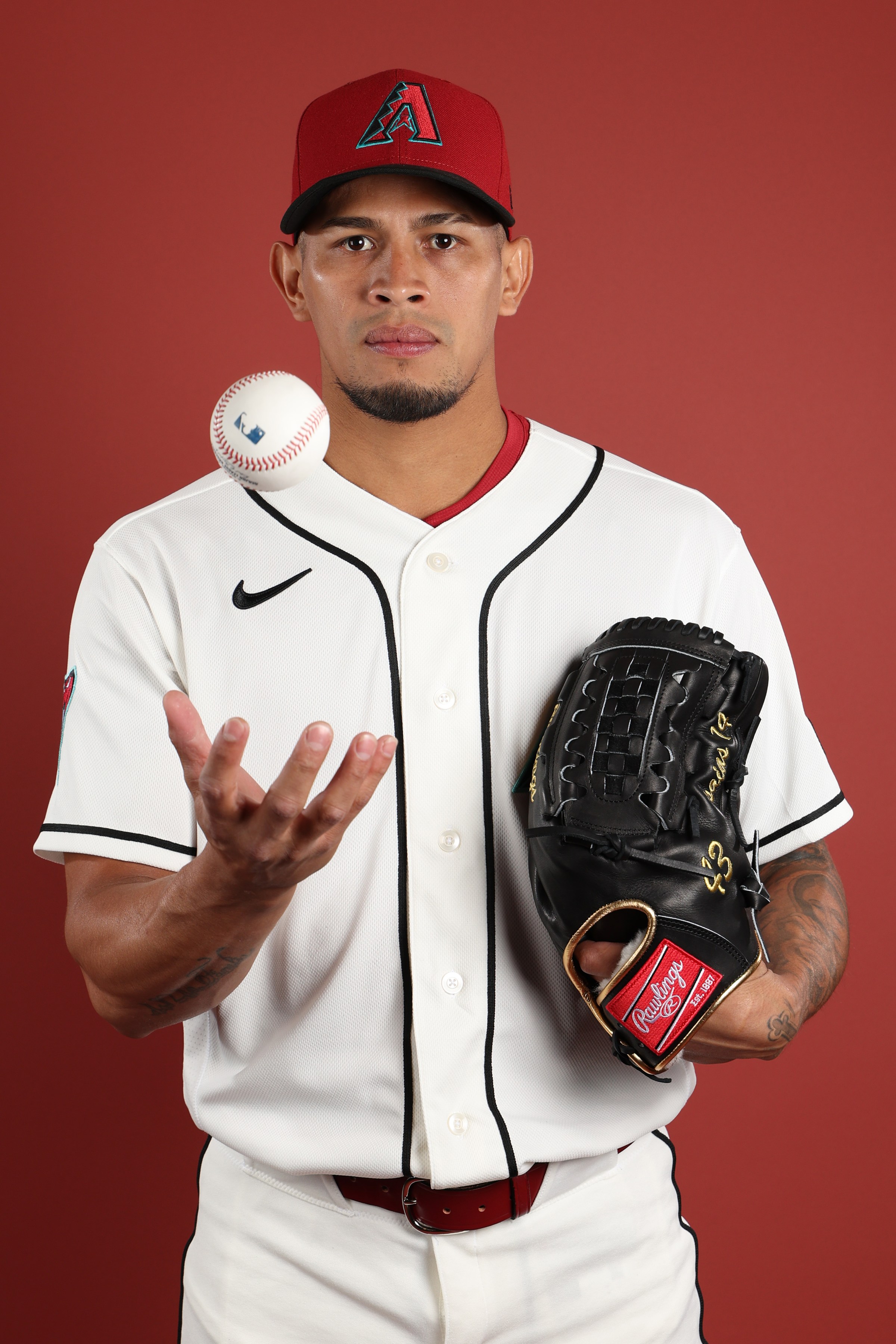 SCOTTSDALE, ARIZONA - FEBRUARY 18: Pitcher Jonathan Loáisiga #43 of the Arizona Diamondbacks poses for a portrait during photo day at Salt River Fields at Talking Stick on February 18, 2026 in Scottsdale, Arizona. (Photo by Chris Coduto/Getty Images)