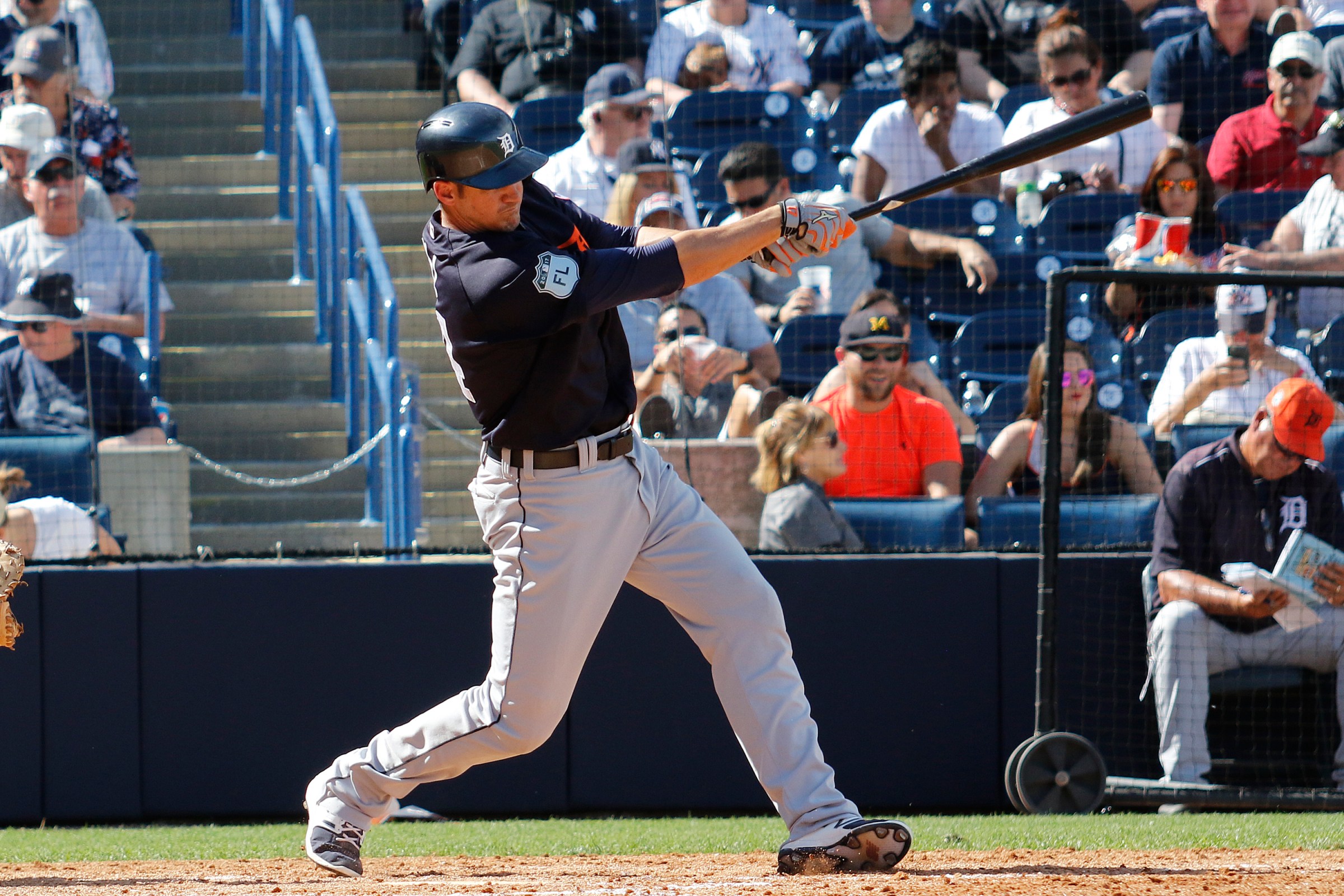 TAMPA, FL - MARCH 11: Brett Pill #84 of the Detroit Tigers in action against the New York Yankees at George M. Steinbrenner Field on March 11, 2017 in Tampa, Florida. (Photo by Justin K. Aller/Getty Images)