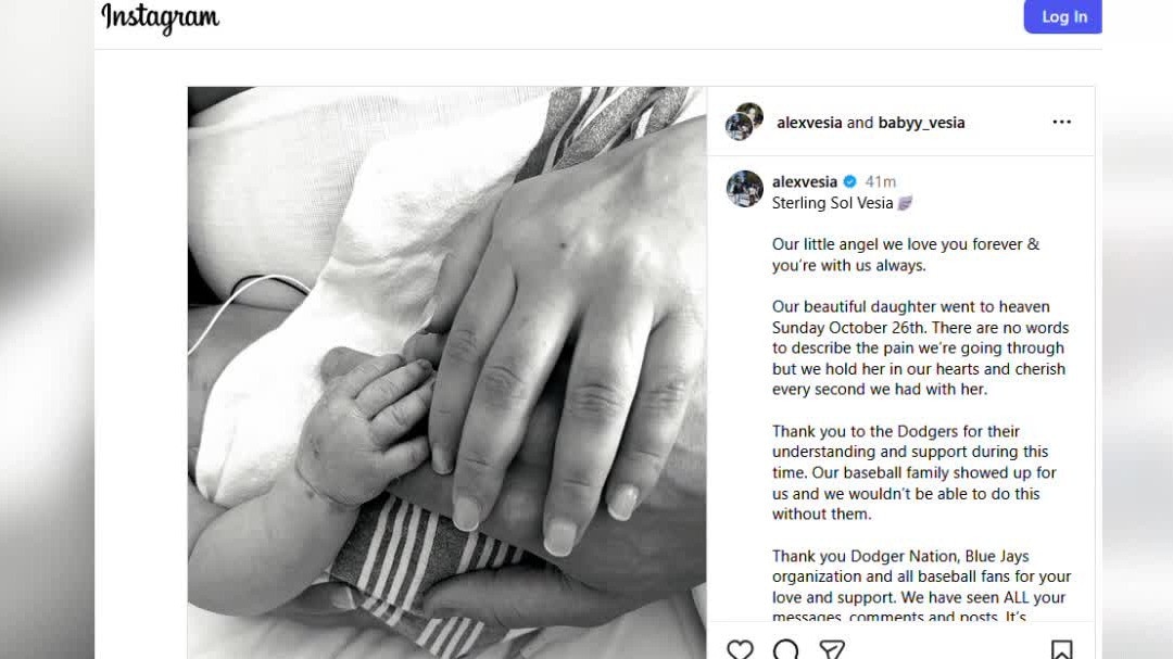 PREVIOSU COVERAGE: Alex Vesia, wife share news about baby