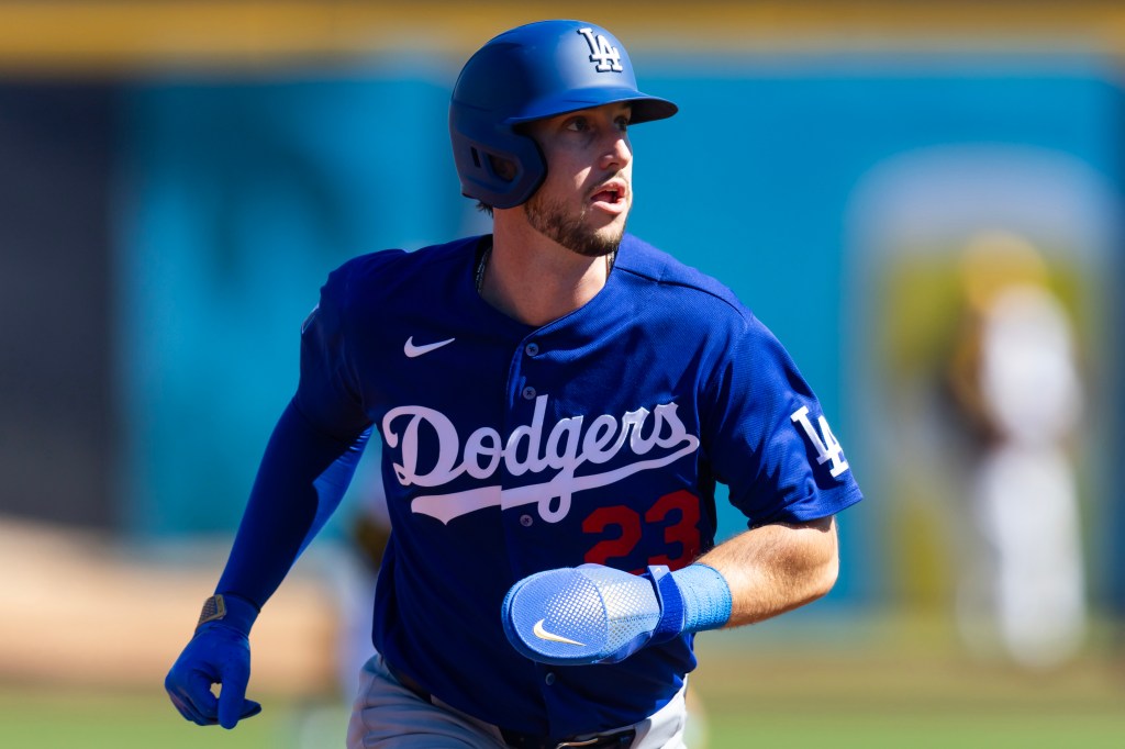Los Angeles Dodgers outfielder Kyle Tucker in his uniform.