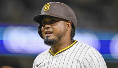 Luis Arraez looking on during a game