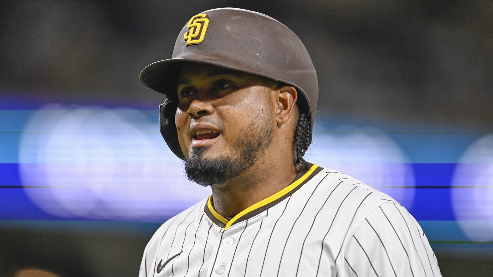 Luis Arraez looking on during a game