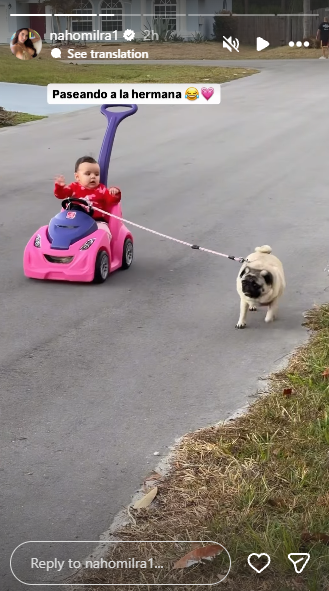 (Image via: Nahomi Rojas IG Story) Nahomi and Francisco's daughter with their pet dog