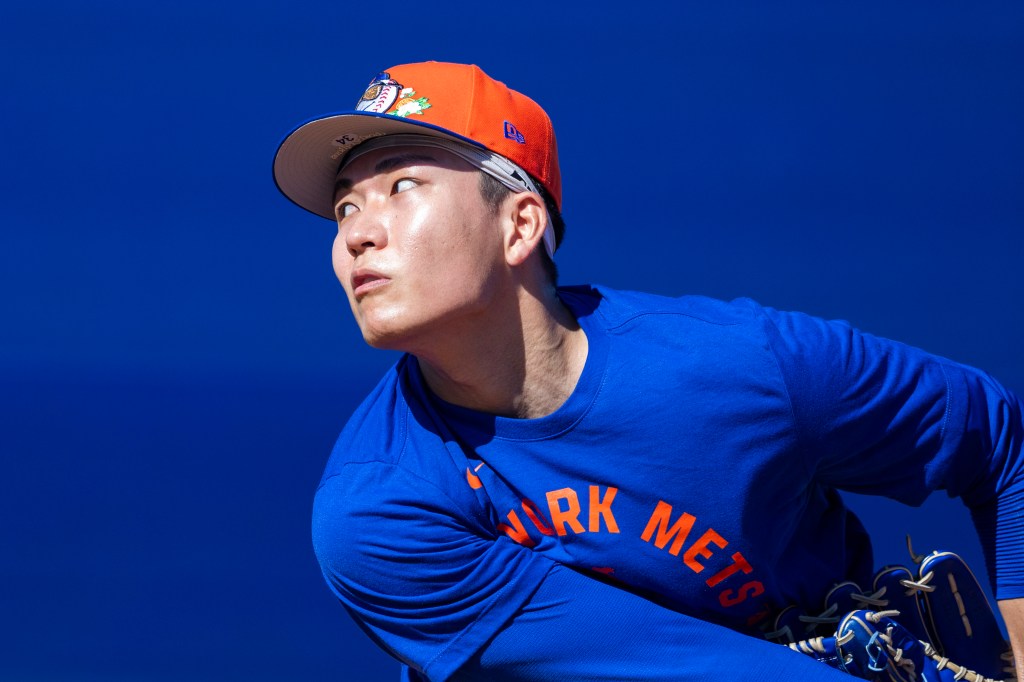 New York Mets pitcher Kodai Senga in spring training.