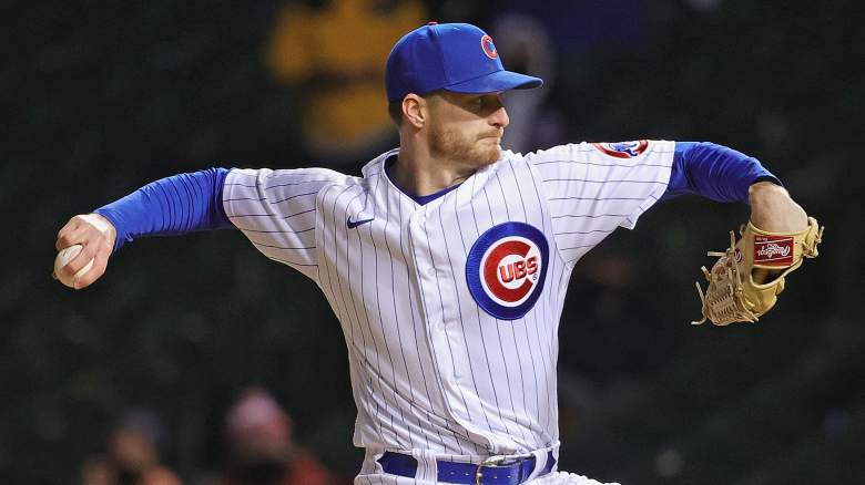 Chicago Cubs pitcher Shelby Miller pitches at Wrigley Field.