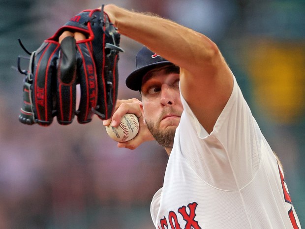 Kutter Crawford of the Boston Red Sox pitches during the first inning of an MLB game against the Toronto Blue Jays at Fenway Park. (Photo By Matt Stone/Boston Herald)