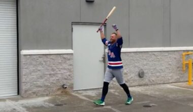 Blue Jays’ George Springer celebrates Team USA’s gold medal at Spring Training