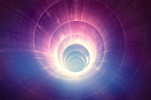 Colorful 3D speed tunnel warp conceptual image,