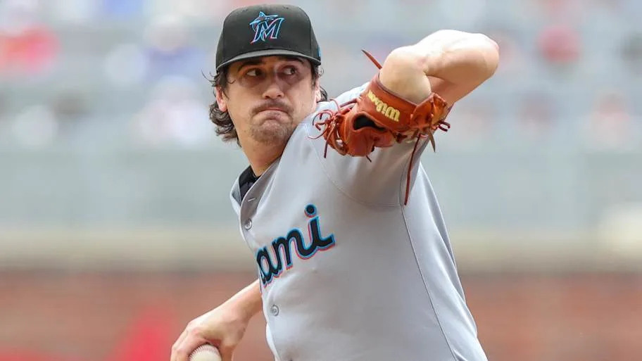 Miami Marlins pitcher Cal Quantrill pitches the ball.