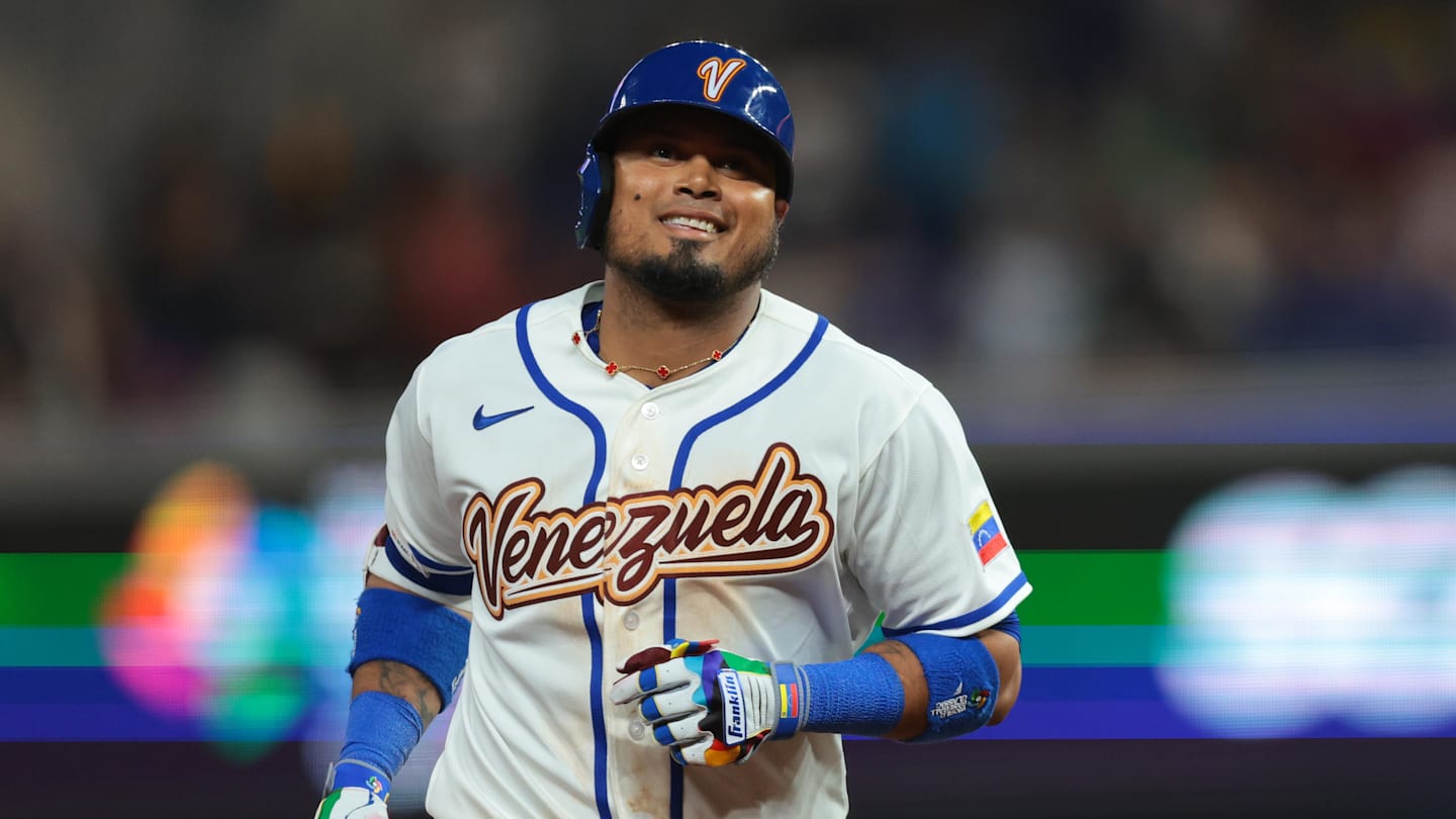 Mar 7, 2026; Miami, FL, United States; Venezuela first baseman Luis Arraez (2) rounds the bases after hitting a two-run home run against Israel during the sixth inning at loanDepot Park. Mandatory Credit: Sam Navarro-Imagn Images