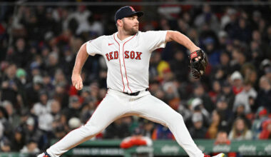 May 21, 2025; Boston, Massachusetts, USA; Boston Red Sox relief pitcher Liam Hendriks (31) pitches against the New York Mets during the sixth inning at Fenway Park. Mandatory Credit: Eric Canha-Imagn Images