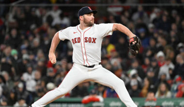 May 21, 2025; Boston, Massachusetts, USA; Boston Red Sox relief pitcher Liam Hendriks (31) pitches against the New York Mets during the sixth inning at Fenway Park. Mandatory Credit: Eric Canha-Imagn Images