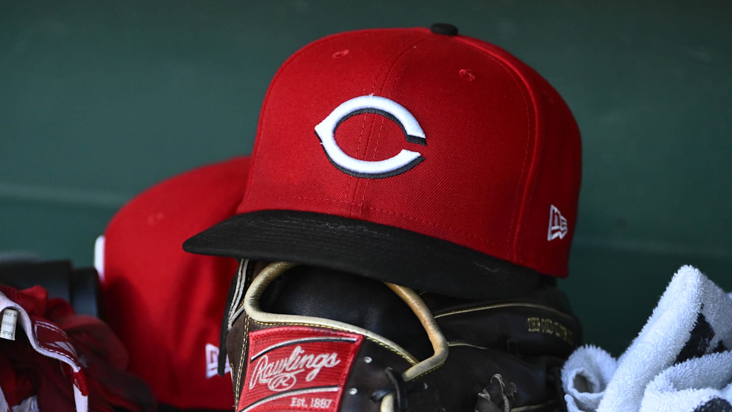 General view of Cincinnati Reds hat