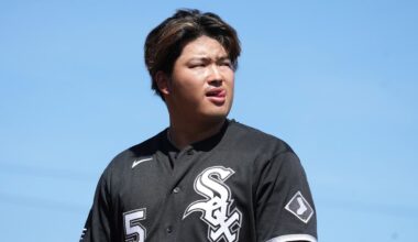 Mar 17, 2026; Phoenix, Arizona, USA; Chicago White Sox third baseman Munetaka Murakami (5) reacts against the Athletics in the second inning at Camelback Ranch-Glendale. Mandatory Credit: Rick Scuteri-Imagn Images