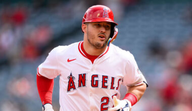 Los Angeles Angels designated hitter Mike Trout (27)