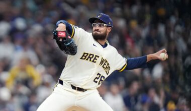 Milwaukee Brewers pitcher Aaron Ashby (26) pitches during the sixth inning of the Opening Day game against the Chicago White Sox on Thursday March 26, 2026 at American Family Field in Milwaukee, Wisconsin.