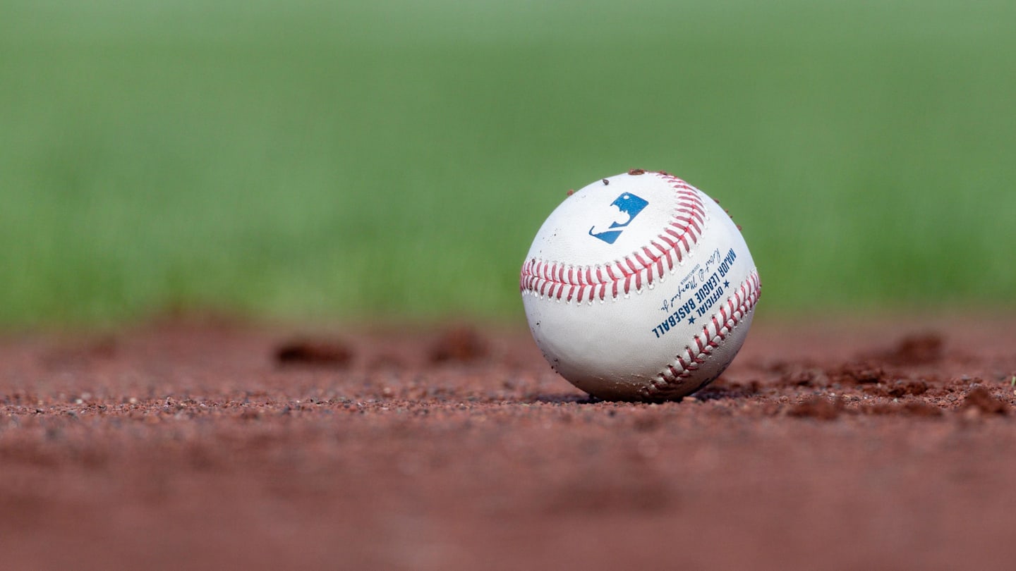 Jul 27, 2025; San Francisco, California, USA; A MLB baseball sits on the infield during the game between the San Francisco Giants and the New York Mets at Oracle Park. Mandatory Credit: Bob Kupbens-Imagn Images
