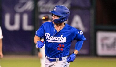Rancho Cucamonga's Damon Keith jogs out a home run against Visalia Rawhide on Friday, April 8 on Opening Night at Valley Strong Stadium.