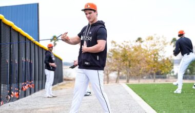 Detroit Tigers pitcher Jackson Jobe practices during spring training at TigerTown in Lakeland, Fla. on Wednesday, Feb. 11, 2026.