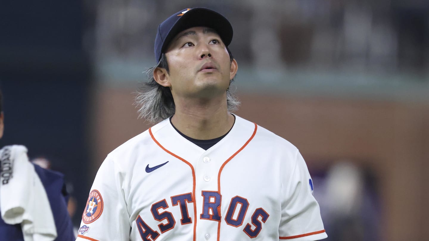 Mar 29, 2026; Houston, Texas, USA; Houston Astros starting pitcher Tatsuya Imai (45) walks to the dugout before the game against the Los Angeles Angels at Daikin Park. Mandatory Credit: Troy Taormina-Imagn Images