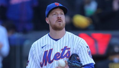 Mar 29, 2026; New York City, New York, USA; New York Mets relief pitcher Richard Lovelady (55) reacts during the tenth inning against the Pittsburgh Pirates at Citi Field. Mandatory Credit: Brad Penner-Imagn Images