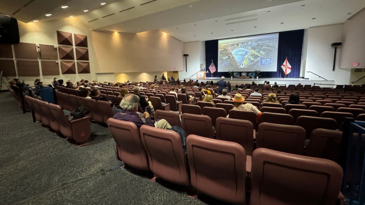 The team on Tuesday night hosted the first in a series of community meetings to gather feedback on a potential new ballpark. (Spectrum News/Julia Hazel)