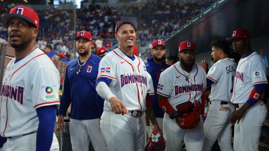 Mar 8, 2026; Miami, FL, United States; Dominican Republic third baseman Manny Machado (3) looks on from the dugout before the game against the Netherlands at loanDepot Park. Mandatory Credit: Sam Navarro-Imagn Images Mar 8, 2026; Miami, FL, United States; Dominican Republic third baseman Manny Machado (3) looks on from the dugout before the game against the Netherlands at loanDepot Park. Mandatory Credit: Sam Navarro-Imagn Images