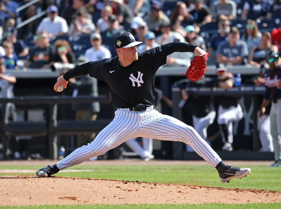 New York Yankees pitcher Cade Winquest pitching in February. Charles Wenzelberg / New York Post