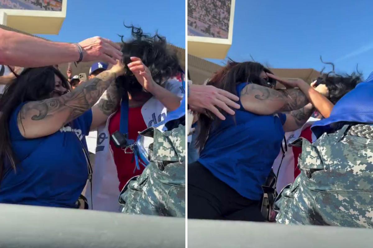 Women fans in wild brawl at Dodger Stadium in Los Angeles