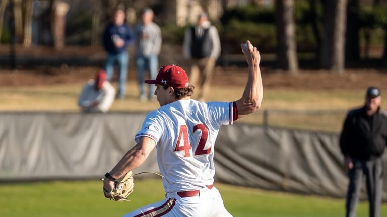 This photo provided by Elon University shows Elon pitcher Aidan...