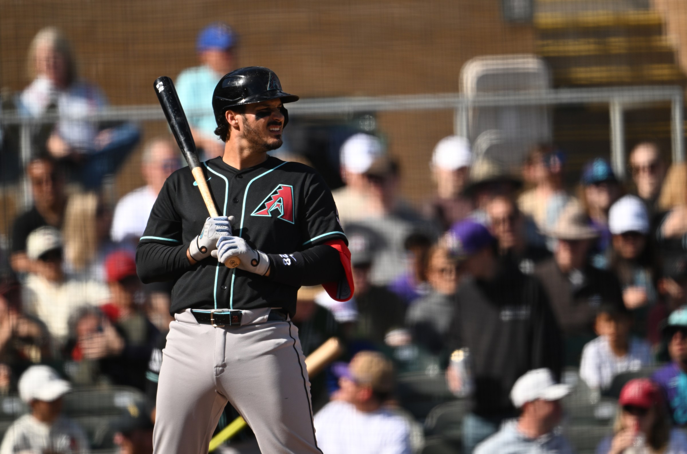 SCOTTSDALE, AZ - FEBRUARY 20: Arizona Diamondbacks infielder, Nolan Arenado steps up to the plate during the first 2026 spring training game at Salt River Field at Talking Stick in Scottsdale, Arizona on February 20, 2026. The Arizona Diamondbacks went onto beat the Colorado Rockies 3-2. (Photo by RJ Sangosti/MediaNews Group/The Denver Post via Getty Images)