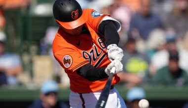 Orioles first baseman Ryan Mountcastle hit on the right hand by a pitch
