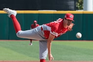 Canada's Cal Quantrill pitches in the first inning against Cuba during a World Baseball...