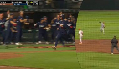 Auburn Texas Baseball Walk-Off Celebration Dangerous Throw Adrian Rodriguez Disrespect