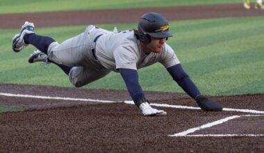 Benches clear during college baseball game after hard out