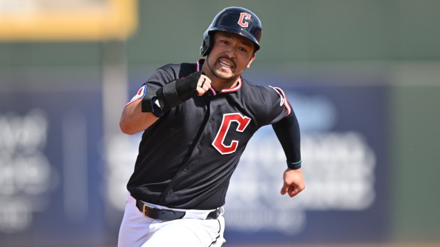 Steven Kwan runs the bases during a Feb. 28 Cactus League game against the White Sox. (Lianna Holub - For The News-Herald)