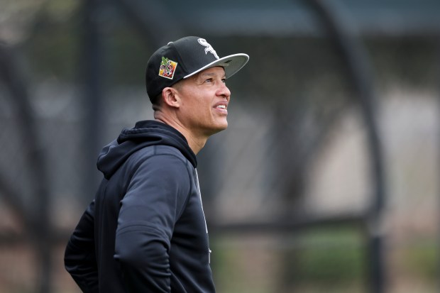 Chicago White Sox manager Will Venable watches players practice during Chicago White Sox Spring Training at Camelback Ranch-Glendale in Phoenix, Ariz., on Monday, Feb. 16, 2026. (Eileen T. Meslar/Chicago Tribune)