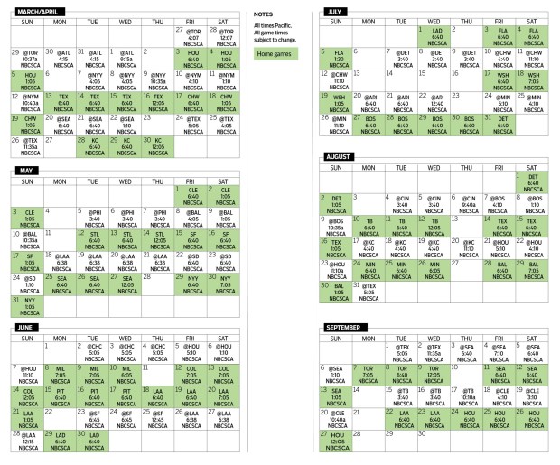 Athletics, calendar schedule for the 2026 season