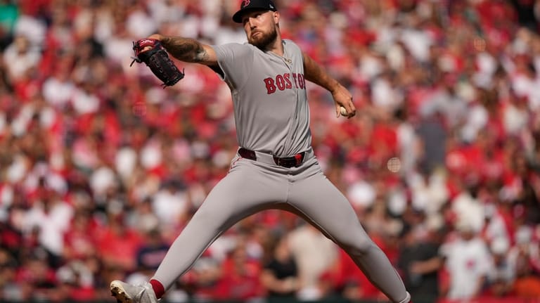 Boston Red Sox pitcher Garrett Crochet throws during the second...