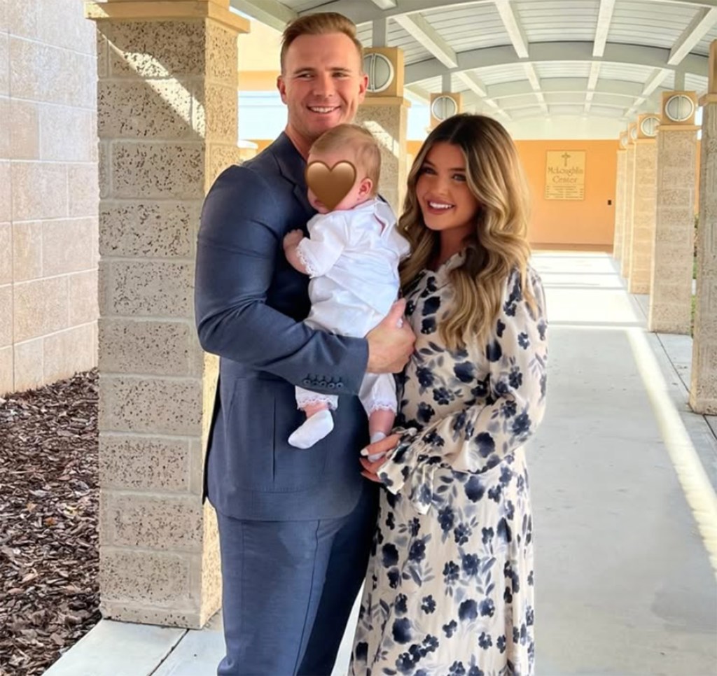 Pete Alonso with wife Haley and their infant son.