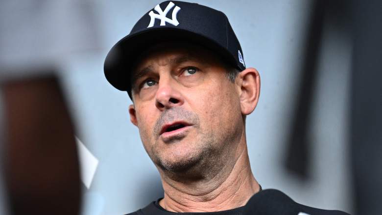 Yankees manager Aaron Boone reacts amid discussion of Red Sox star Roman Anthony